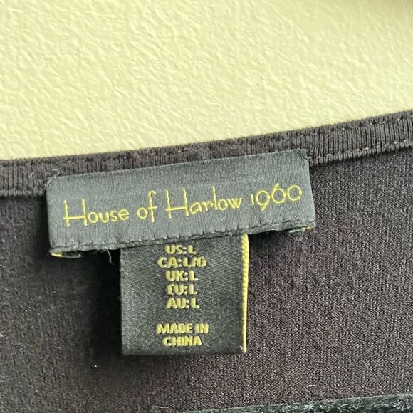 House of Harlow Black whimsigoth Cinched Asymmetrical V Neck Crop Top Size L - Picture 4 of 4